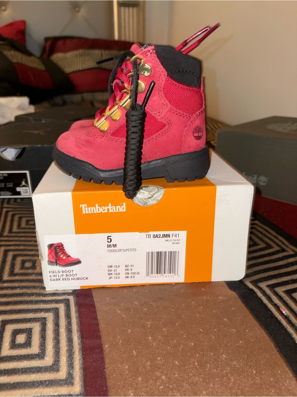 Timberland Toddler Red Nubuck Lace-Up Field Boot
